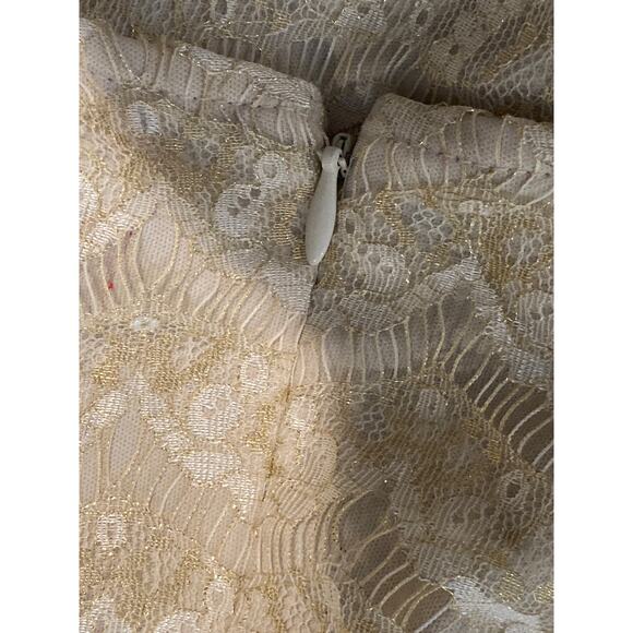 Betsey Johnson Lace Gold Metallic Dress Fairy 90s Babydoll ~ Sz 6 ~ So Glam! - Picture 9 of 9